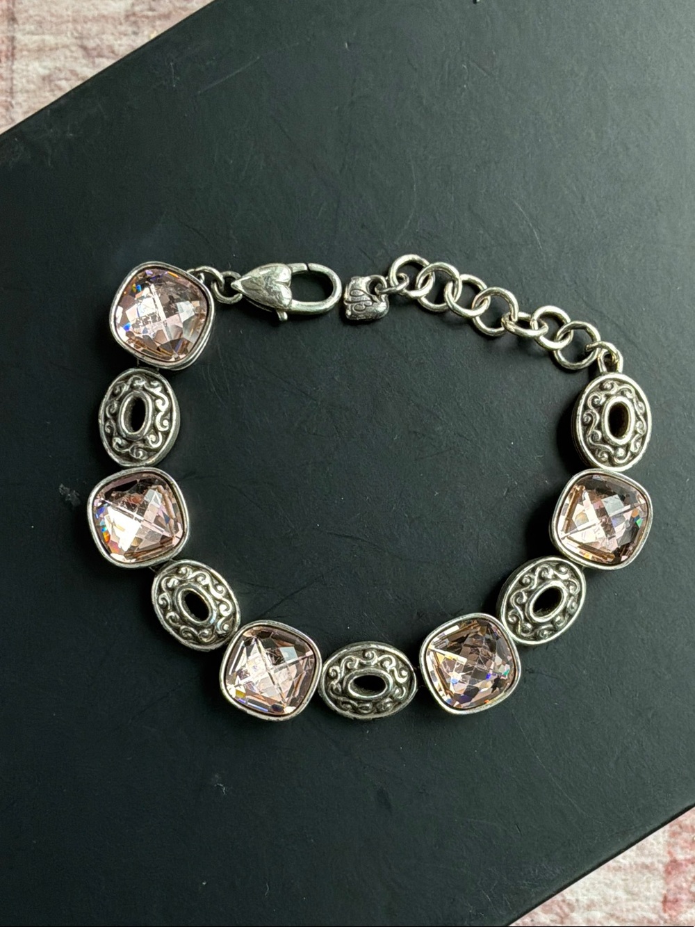 Brighton Silver Bracelet with Pale Pink Crystals